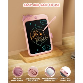 10 Inch LCD Writing Pad, Electronic Digital Writing and Colour Screen Graffiti Board, Gifts for Kids and Adults 3, 4, 5, 6, 7, 8 (Pink)