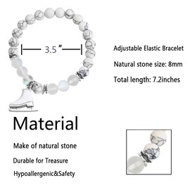 Skater Bracelet Ice Skate Bracelet White Enameled Figure Skating Pendant Team Sport Skater Jewelry Skate Lover Gift (Bracelet)