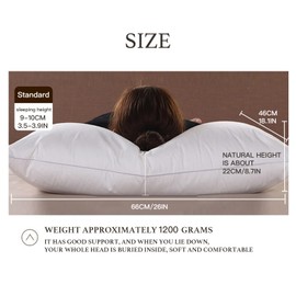 Vbvbip Soft Standard Size Bed Pillows Set of 2 - Hotel Collection Bed Pillow for Sleeping, Comfortable Down Alternative Pillows with Ergonomic Support for Back & Side Sleepers, Bedroom Pillow Pair