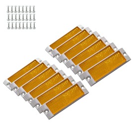 Feuunly Pack of 12 Yellow Rectangular Cat Eye Reflectors Pendant Yellow Screw Mounting Rear Reflector for Truck Car RV Tractor Trailer Reflector (12 Pieces Rear Reflector Yellow)