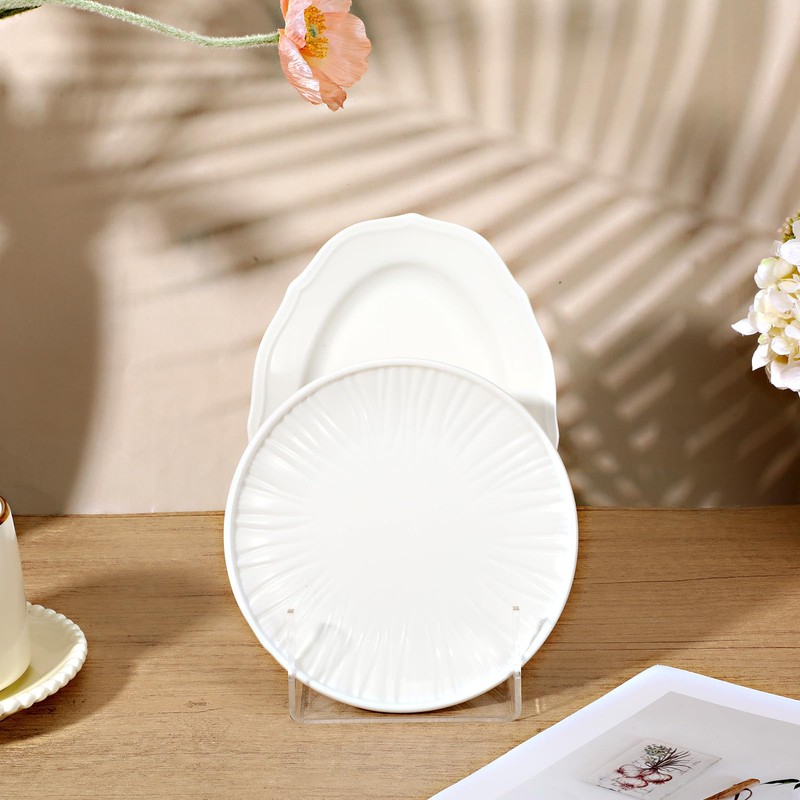 HOFURME 4 Pcs Plate Dinnerware Display Stand, 2-Tier China Platters