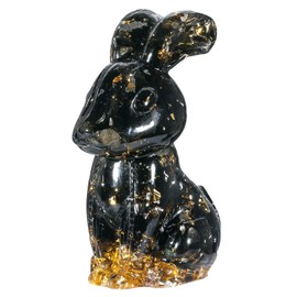 Nupuyai Crystal Rabbit Figurine Decorative Resin Stone Rabbit Statue Gemstone Figures Animals Healing Stone Lucky Charm Talisman Reiki Fengshui Decoration, Obsidian