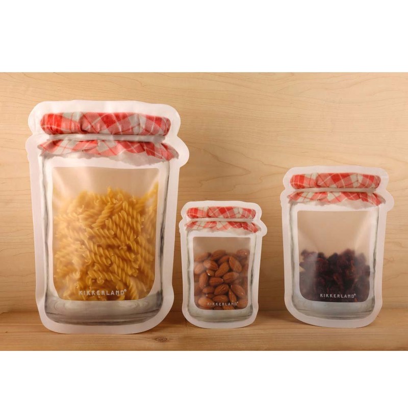 Kikkerland CU159-S Jam Zipper Bag, Small, Set of 4, Plastic,