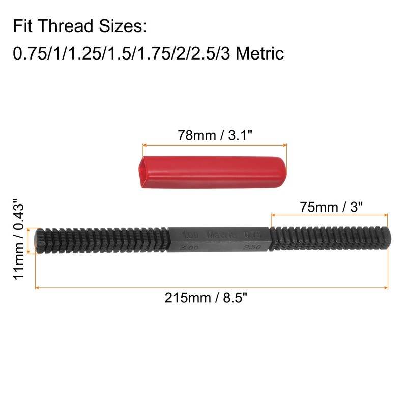 HARFINGTON External Thread Restoring File 0.75-3 Metric Thread Teeth Straight