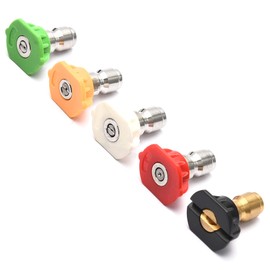 ANJIESENG Universal Pressure Washer Nozzles, 1/4-Inch Quick Connect, Hot（85°）- or Cold-Water Use, power washer tips Set of 5 pcs (4.5 Orifice）