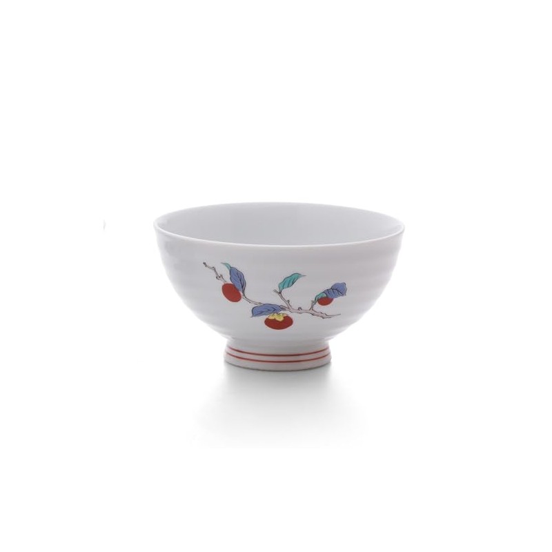 Dan Pottery Arita Ware Persimmon Uemon Style Rice Bowl (Persimmon,