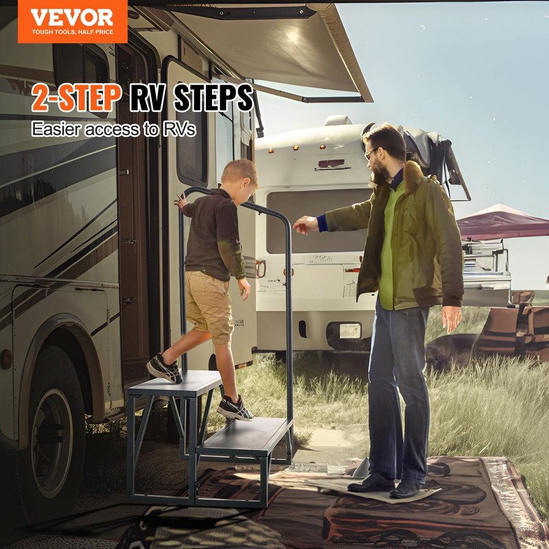 VEVOR RV Steps, 2-Step RV Stairs, 440 LBS Load Capacity,