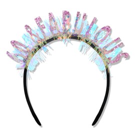 CIEHER 60th Birthday Crown 60 and Fabulous Birthday Headband, 60th Birthday Gifts for Women Friends, 60th Birthday Decorations for Women - Pink