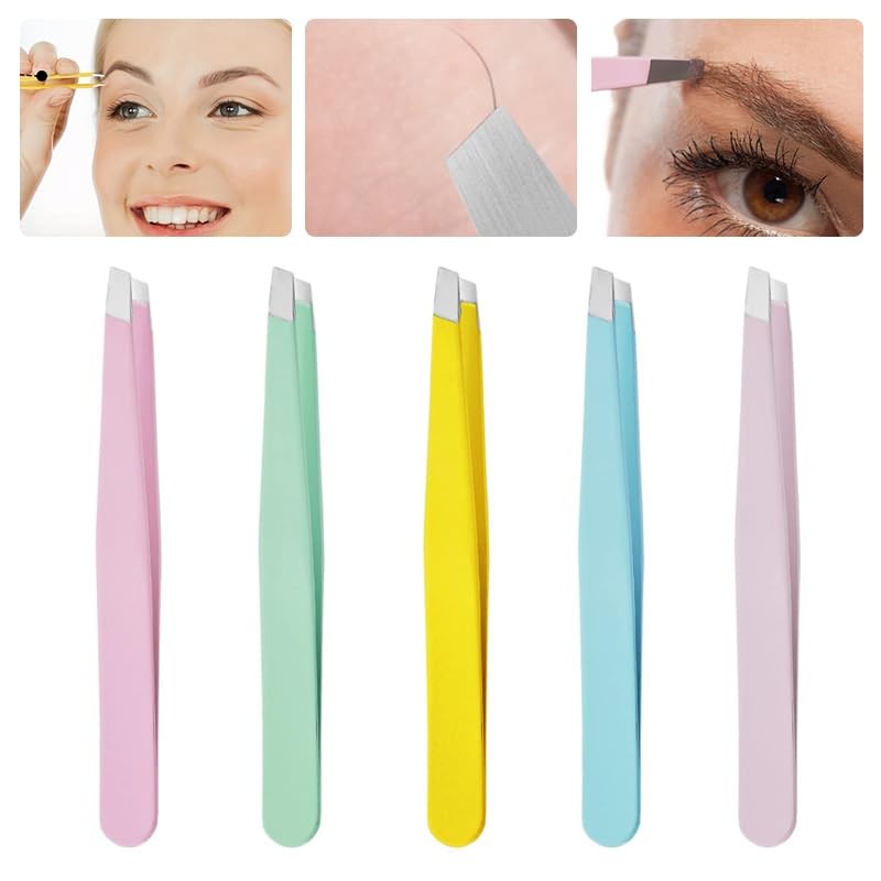 Stainless Steel Hair Eyebrow Tweezers Plucker Puller Beauty Nail Slanted