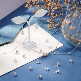 SUPERFINDINGS 80Pcs Flower Bead Cap Silver Brass Bead Cap Bails 7-Petal Filigree Prong Spacer Beads for Earrings Bracelets Necklaces Jewelry DIY Craft, Hole: 3mm