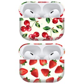 GlamCase for AirPods Pro 2nd Generation Case, AirPods Pro 2 Case - Cherry & Strawperry Pattern Printed Cute Plastic Hard Shell Protective Designer AirPod Case/Cover for AirPods Pro 2 / 2nd Gen.