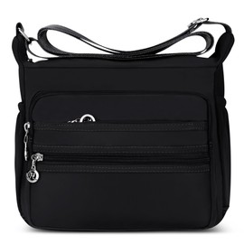 DIRRONA Women's Shoulder Bag Casual Large Capacity Shoulder Bag Waterproof Women's Travel Work Casual Daily Nylon Handbag Multi Bag Women's Messenger Bag 2 Sizes, black A, Casual