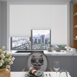 Changshade Cordless & Light Filtering Cellular Shade, Pleated Honeycomb Shade with The Diameter of 1.5 inch honeycombs, Window Shade and Blind, 27 inches Wide, White CEL27WT72D