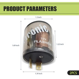 Nowkont 2 PCS Car 2 Pin 12V Flasher, Waterproof Round Case Heavy Duty Standard Flasher Relay Replacement, Repair Turn Signal Light Bulb Super Flasher Relay, Universal for Most Cars (Transparent)