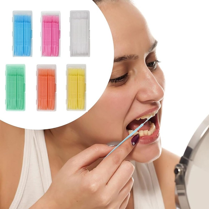 Double-Sided Plastic Toothpicks, Toothpick Brush, Pack of 240 Disposable Interdental