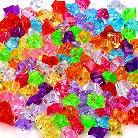 180-190 piezas de gemas falsas de acrílico multicolor, rocas de hielo aplastado, joyas de plástico para rellenos de jarrones, dispersión de mesa, relleno sensorial de cubeta, accesorios para fotos