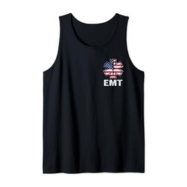 EMT Paramedic Firefighter First Responder USA Flag Tank Top