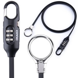 CXWXC Bicycle Wire Lock, Lightweight, Compact, 3-Digit Dial, Length 1.8m, Globe Lock, Anti-Theft, Black (PL-3001)