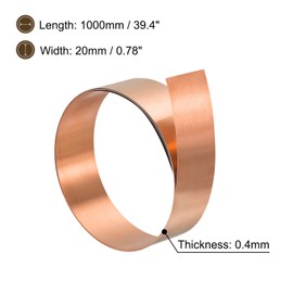 sourcing map Pack of 2 Copper Sheet 0.4 x 20 x 1000 mm Copper Tape Pure Copper Foil Metal Foil Roll Thin Copper Strips Metal Cut Material Rolls for Roofing Craft Repairs