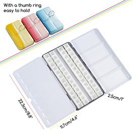 MEEDEN Empty Watercolour Tin Palette: Portable Watercolour Palette Painting Box with 52 Half Pans - Metal Watercolour Palette Tin with Lid for Artists Students Adults (Blue)