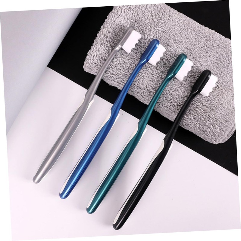 NOLITOY 4pcs Soft Bristle Toothbrushes for Adults Ergonomic Design Random