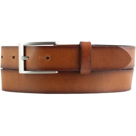 BELTINGER Children's Belt Vintage Look 3 cm Jeans Belt Made of Full Cowhide Leather for Boys 30 mm with Blackened Edges, Cognac Silver