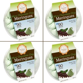 4 Pack Krunchy Melts Original Meringue Cookies | Mint Chocolate Chip Flavor 4-Pack | Only 90 Calories Per Serving | Low Fat, Gluten Free, Dairy Free (4 Oz)
