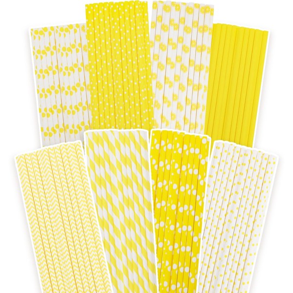 Gcardist Yellow Drinking Straws Yellow Disposable Straws Pack of 150