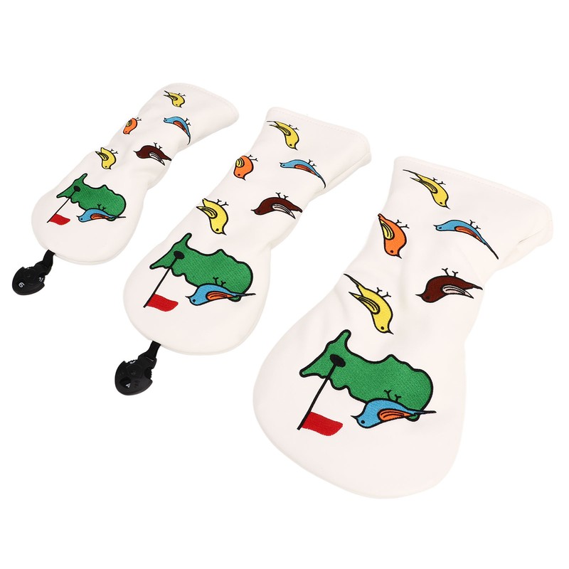 3PCS Golf Club Head Cover PU Waterproof Bird Pattern Golf