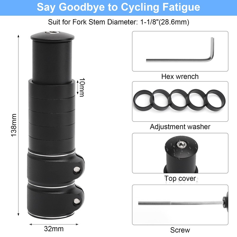 APOMOONS Handlebar Riser Bicycle with Hex Key, Bicycle Handlebar Raiser