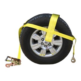 US Cargo Control Adjustable Wheel Net with 4 Inch Top Strap - Fitted with Twisted Snap Hook and Ratchet with Snap Hook - Easy to Use for Vehicle Tie Down - 3,333 Pound Working Load Limit