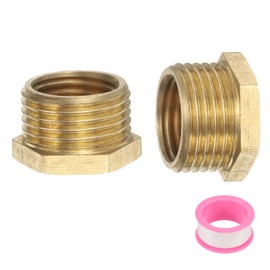sourcing map 2 Pcs G3/8" Male x G1/4" Female Threaded Reducing Pipe Adapter with PTFE Tape