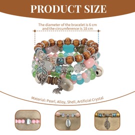 APMGONT Boho Crystal Beads Bracelet, Pack of 4 Boho Tassel Bracelets for Women, Natural Crystal Healing Stones Bracelet, Statement Bangles for Christmas, Valentine's Day, Birthday, Zinc, No Gemstone