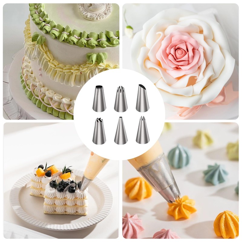 MSIHEY Das Spritzbeutel-Set beinhaltet 6 Spritztüllen aus Edelstahl und 110