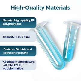 100Pcs 2ml Centrifuge Tubes with Snap Cap, Small Sterile Microcentrifuge Tube Test Vials Plastic Sample Storage Container Clear Graduated Non-Pyrogenic, DN/RNase Free for Lab