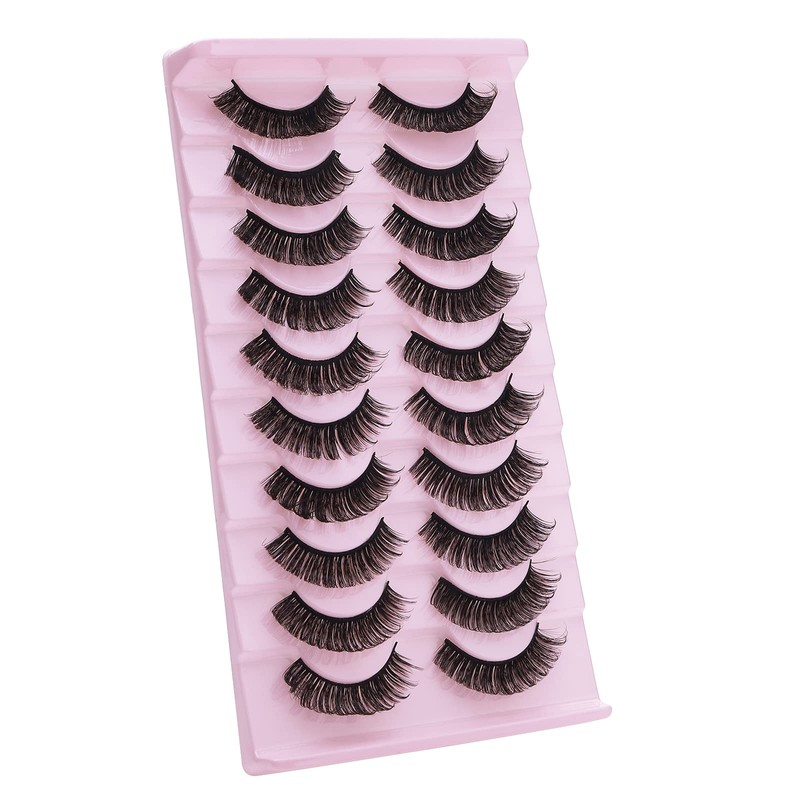 Sibba 10 Pairs False Eyelashes Russian Strip Lashes Fluffy Wispy