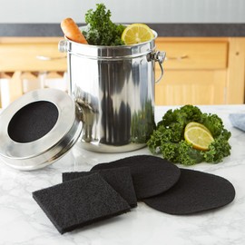 RSVP International Charcoal Compost Bin Filter 2-Piece Set Helps Keep Kitchen Smelling Fresh, Replacement