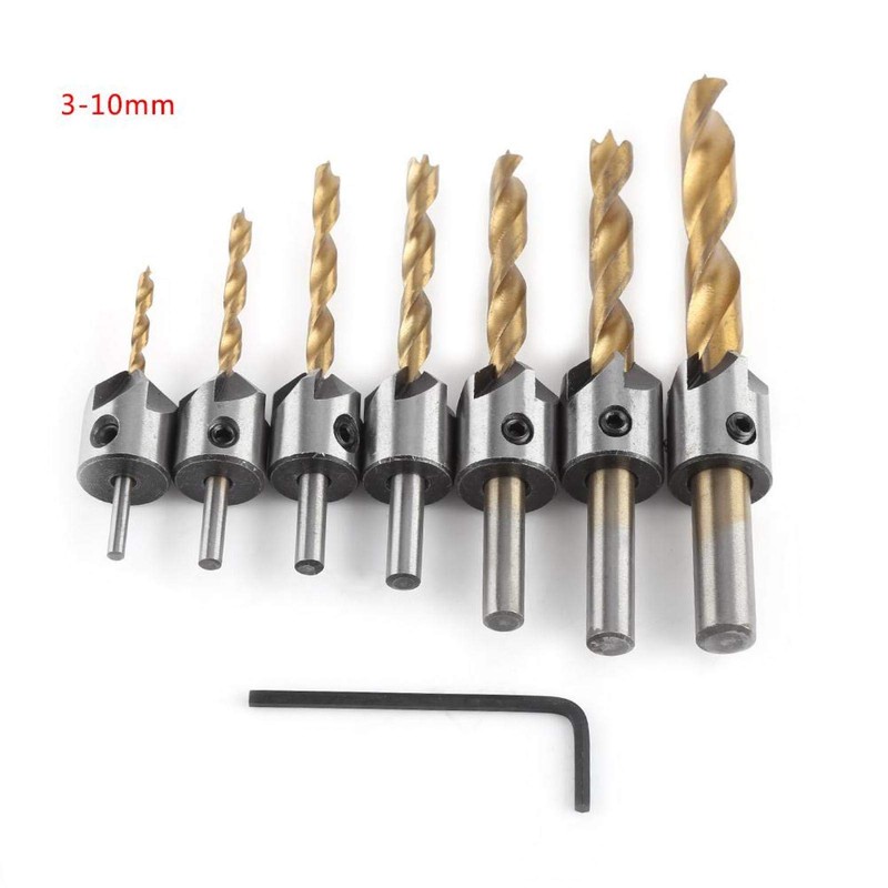 Countersink Drill Bit Set, Akozon Wood Countersink Drill Bit Steel