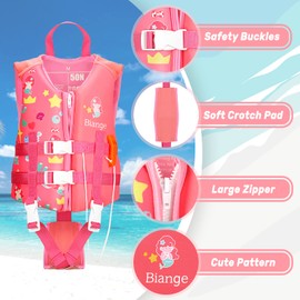 Kids Swim Vest, Child Swimming Jacket Toddler Floaties Swim Float Aid with Emergency Whistle for Boys Girls Ages 1-9 Years Old