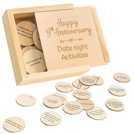 STOFINITY 9 Year Anniversary Wood Gifts for Him Her - 9th Gifts Anniversary for Husband Wife, Happy Nine Years Wedding Anniversary Keepsake Gifts for Men Women, Couples Date Night Activities