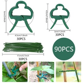 JOKILY Pack of 90 Plant Clips, Plant Holders for Trellis Tomatoes, Roses, Cucumbers and Others, Plant Connectors for Climbing Plants Attachment, Sturdy Plant Clips with 30 Plant Ties