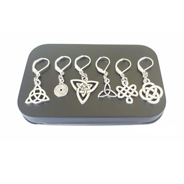 Set of 6 Celtic Stitch Markers - Removable Locking Progress