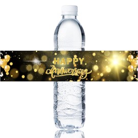 Maicaiffe Happy Anniversary Water Bottle Stickers, Wedding Anniversary Party Water Bottle Label, Birthday Party Decorations, Retirement Anniversary Party Stickers Supplies 32 Stickers