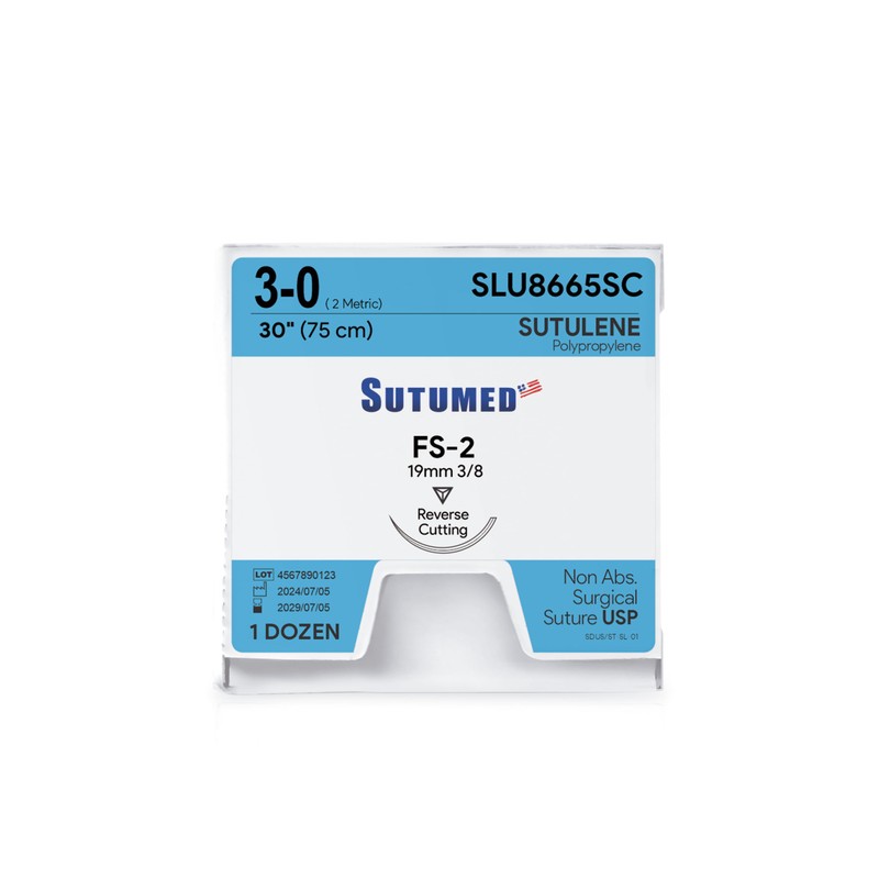 Sutumed SUTULENE Non-Absorbable Polypropylene Surgical Suture USP Size 3-0, 3/8