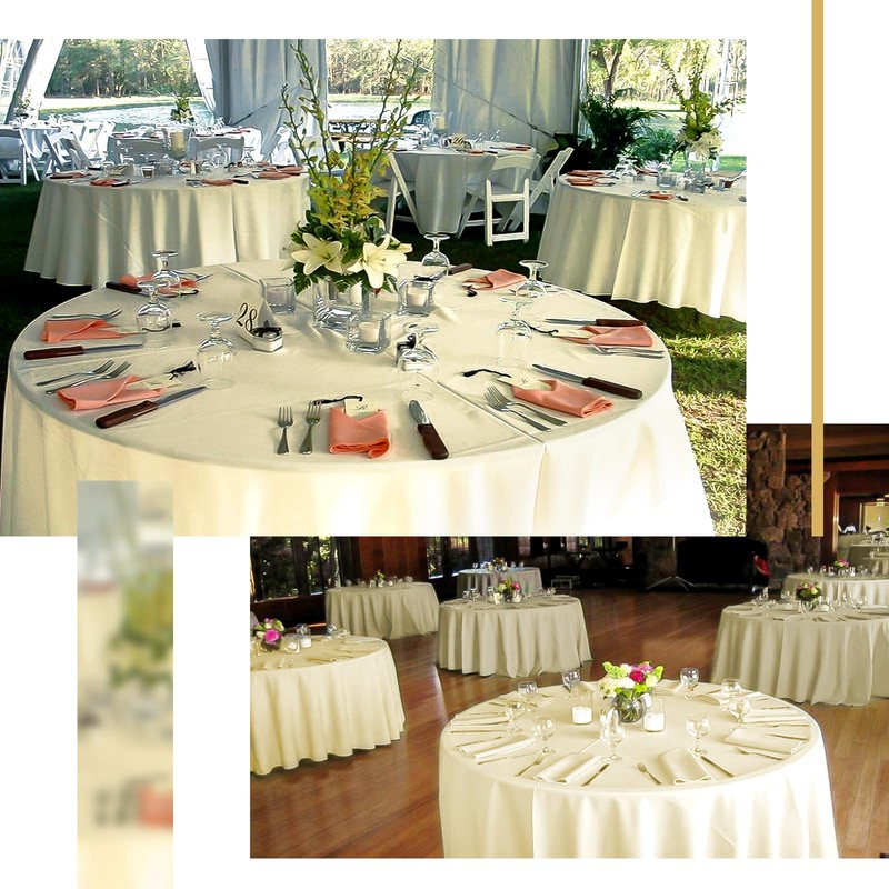 fani 8 Pack 108 Inch Round Tablecloth, Beige Polyester Fabric