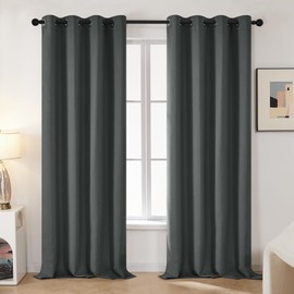 Deconovo Blackout Curtains for Bedroom, Thermal Insulated Room Darkening Window Drapes, Energy Efficient Grommet Curtains,Dark Grey,52Wx84L in,2 Panels