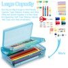 Pencil Box, Double Layer Large Capacity Pencil Case, Translucent Plastic
