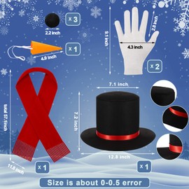 Hotop 9 Pcs Christmas Snowman Costume Kit for Adult Red Scarf Hat White T-shirt Gloves Carrot Nose Black Pom (X-Large)