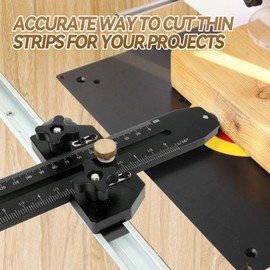 Thin Rip Jig Table Saw Jig Guide, Aluminum Alloy Extended Fast Thin Ripping Guide Adjustable Positioning Fixing Tool for Table Saw Band Saw Router for 3/8" x 3/4" T Slot (Black, 1PC)