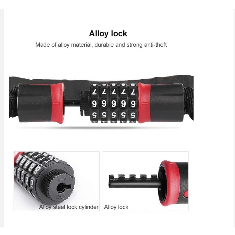 C&J Bicycle Lock, Security Anti-Theft Bicycle Chain Lock - No